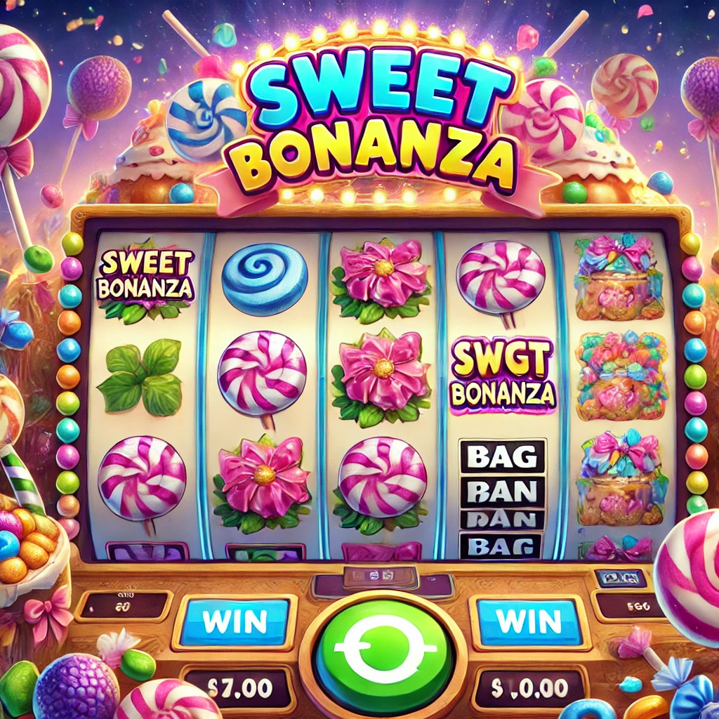 Şeker ve meyve temalı Sweet Bonanza slot oyunu, büyük ödül animasyonları ve fantastik bir arka plan ile öne çıkıyor.