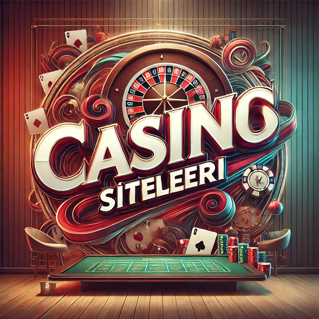 Casino Siteleri" yazılı, slot makineleri, rulet masası ve poker fişleriyle dolu klasik bir casino ortamını yansıtan görsel.